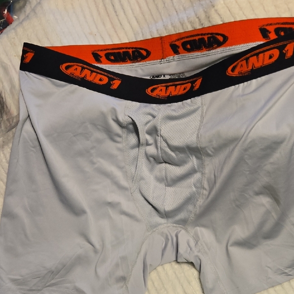 And1 Other - AND1 Men's Light Gray Boxer Briefs with Black and Orange Waistband 5 Pair